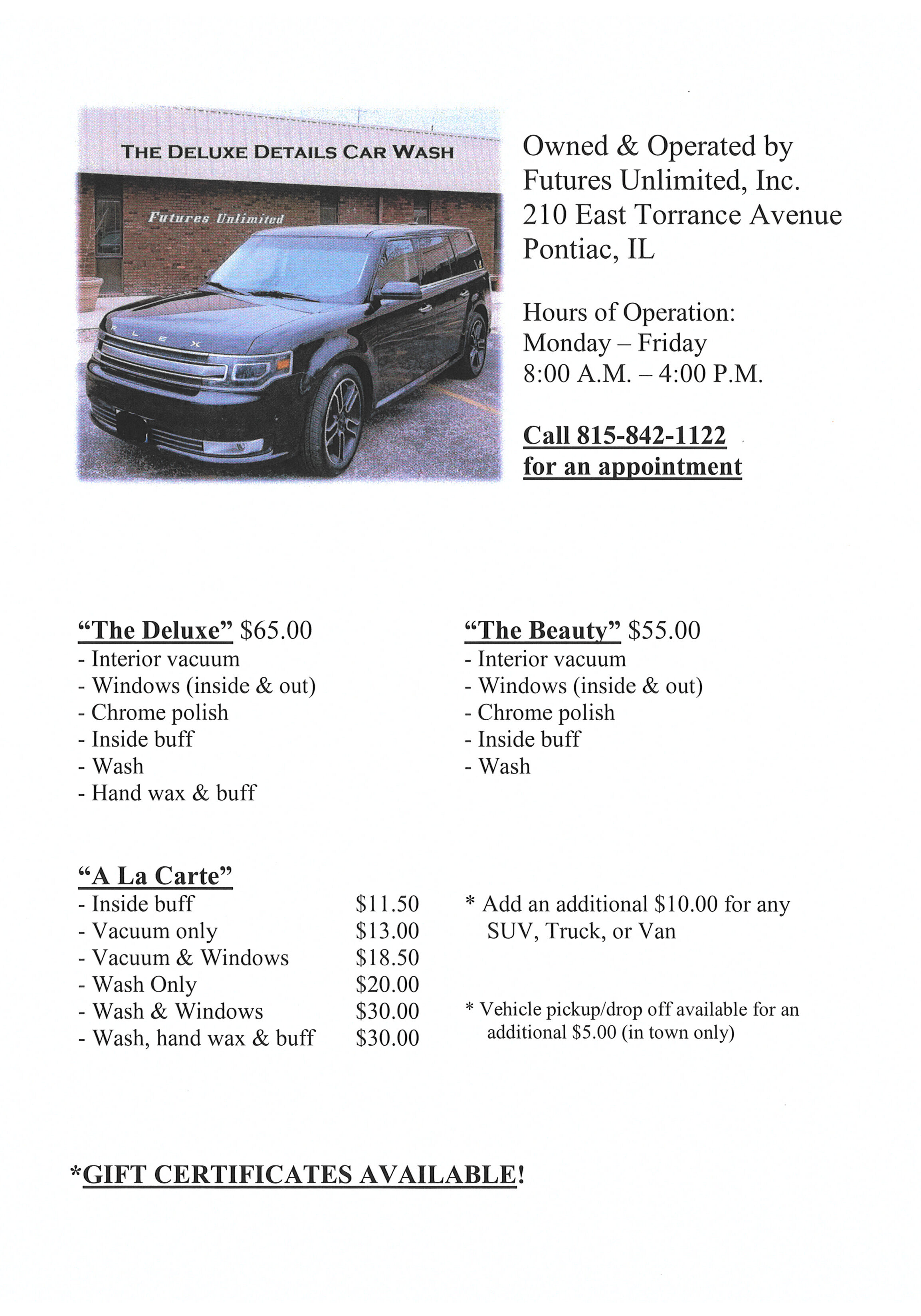 Deluxe Details Car Detailing Flyer updated 2019